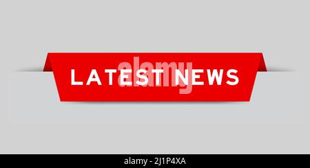 Red color inserted label with word latest news on gray background Stock Vector