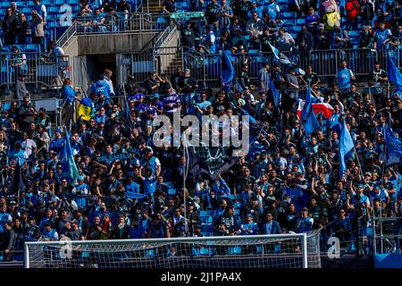 North Carolina, USA. 5th March, 2022. The Bank of America Stadium fills to  an MLS record of 74.479 fans during an MLS soccer match between the Los  Angeles Galaxy and the