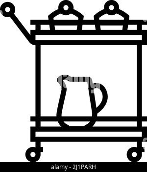 trolley bar cart line icon vector illustration Stock Vector