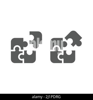 Jigsaw puzzle piece vector icon. Black filled symbol. Stock Vector