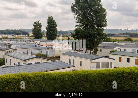 Heacham Beach Holiday Park mobile home site at Heacham, a coastal village in west Norfolk, England, overlooking The Wash Stock Photo