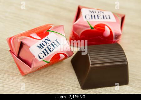 Hamburg, Germany - March 14 2022: Ferrero Mon Cheri chocolates and package  Stock Photo - Alamy