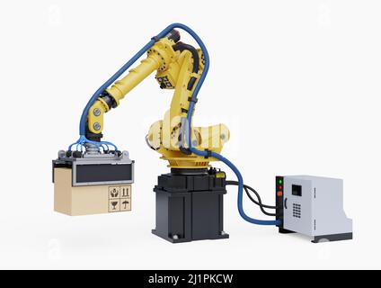 Robot arm grippers for industry on white background.3d rendering Stock Photo