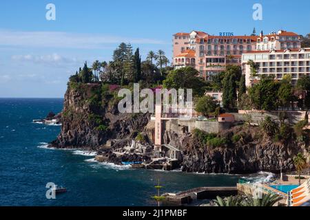 Portugal, Madeira, Funchal, Reid's hotel & coastline Stock Photo
