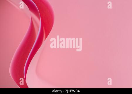 Abstract colored paper geometry composition monochrome background in pink color with curved lines and shapes Stock Photo