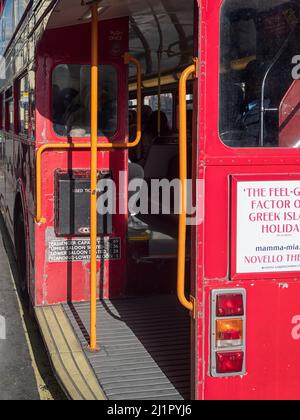 LONDON, UK - SEPTEMBER 29, 2018:  Rear of  Routemaster Bus