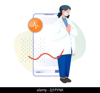 Doctor using Telemedicine Platform on Mobile  - Illustration as EPS 10 File Stock Vector