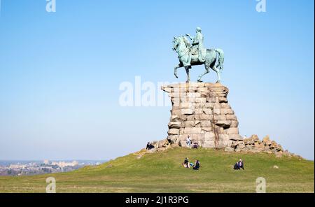 March 19th 2022 - Windsor, UK: The copper Horse - equestrian statue of George III in Windsor Stock Photo