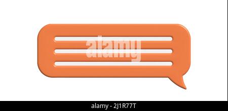 Orange speech bubble 3d isolated on white. 3d vector.  Stock Vector