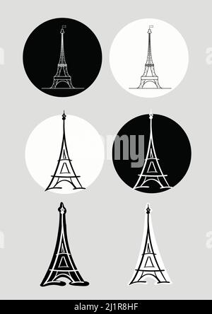 The Eiffel Tower as a symbol of world tourism. Vector image.  Stock Vector
