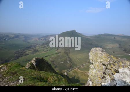 From the Carboniferous period to present the hills at the head of the Dove valley on the Derbyshire/Staffordshire border known as Reef Knolls live on. Stock Photo