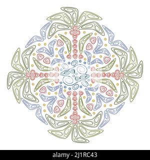 Abstract illustration with palm tree, tropical island, ocean, birds, fish. Black and white isolated objects in polynesia style on a white background. Stock Vector