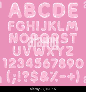 Alphabet, letters, numbers and signs made of plastic, polyethylene, cellophane. Set of isolated vector objects. Stock Vector