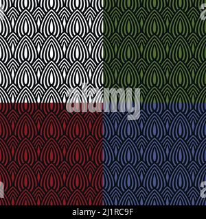 Set of abstract colored seamless patterns. Vector illustration. Stock Vector