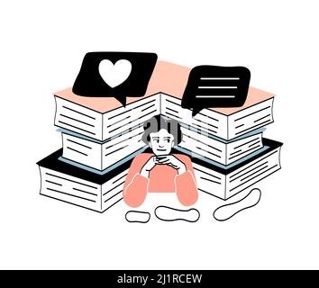 Person with interesting book abstract concept Stock Vector