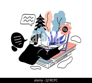 Person with interesting book abstract concept Stock Vector