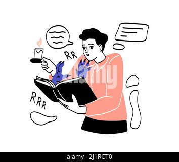 Person with interesting book abstract concept Stock Vector