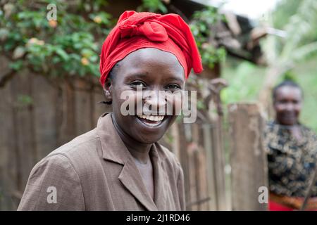 Happy young woman, Majengo slum, Meru Stock Photo