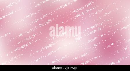 White heart love confettis. Valentine's day falling rain beautiful background. Falling transparent hearts confetti on gentle background. Enchanting vector illustration. Stock Vector