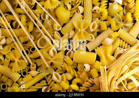 Food texture, assortment of different uncooked types of Italian Stock Photo