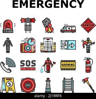 Emergency Helping In Accident Icons Set Vector Stock Vector Image & Art ...