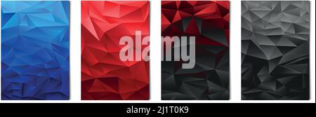 Set of 4 pcs abstract triangles multicolored backgrounds, templates for advertising, business cards, textures - Vector illustration Stock Vector