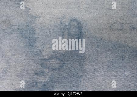 Blue abstract design stained white textured fabric for background Stock Photo