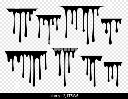 Seamless black drips. Abstract dribble splatter stains, comic dribble flow,  oil stain dribble wallpaper. Vector texture. Border with dripping paint,  spooky design with leaking liquid Stock Vector Image & Art - Alamy