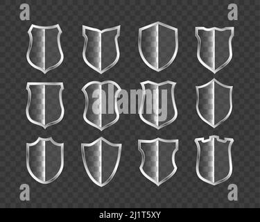 Metal shield on transparent background, protect icon. vector ...