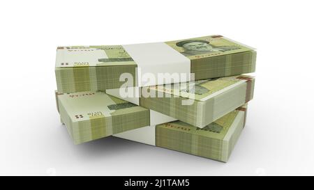 3D Stack of 100000 Iranian rial notes Stock Photo - Alamy