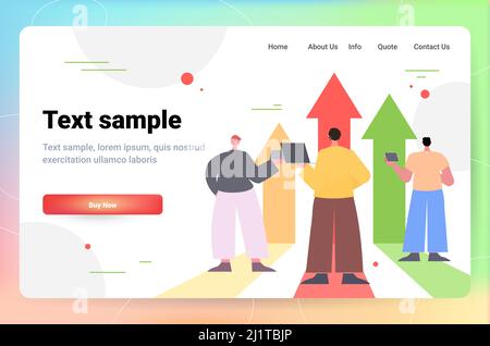 successful businesspeople looking on going up arrows growth success achievement leadership concept Stock Vector