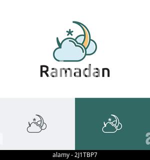 Cloud Sky Crescent Star Ramadan Islamic Event Muslim Community Logo Stock Vector