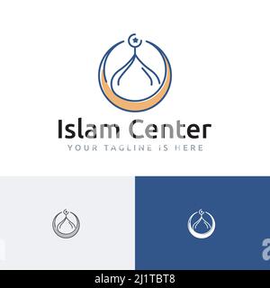 Mosque Dome Crescent Islamic Center Prayer Islam Muslim Community Line Logo Stock Vector