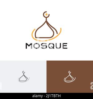 Mosque Dome Islamic Center Study Islam Muslim Community Line Style Logo Stock Vector
