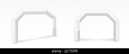 Inflatable arches for advertising, races, marathon and sports events. Blank archways or gate, finish or start on sports competition isolated on white Stock Vector