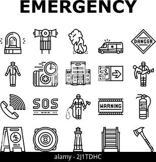 Emergency Helping In Accident Icons Set Vector Stock Vector Image & Art ...