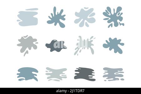 Hand drawn blob elements collection ink paint splash stain spot splatter different shapes. Isolated cut out vector illustration for sticker label banner design. Stock Vector