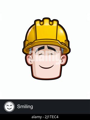 Icon of a construction worker face with Smiling emotional expression. All elements neatly on well described layers and groups. Stock Vector