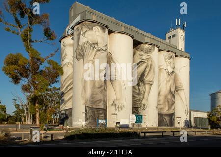 Children Silo Art, Coonalpyn, South Australia, Australia Stock Photo