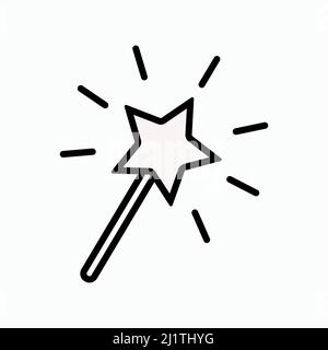 Magic wand on white background. Magician stick wizard icon logo vector illustration Stock Vector