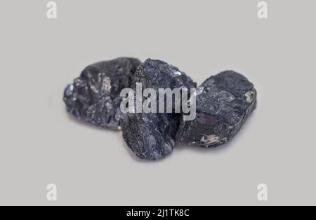 Pieces of uncut galena rock. Selective focus Stock Photo