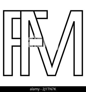 Logo sign, fm mf icon nft fm interlaced letters f m Stock Vector