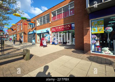 Small shops in a town center Stock Photo
