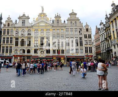 Beautiful medieval buildings at the Grand Place in Brussels, Belgium. Stock Photo