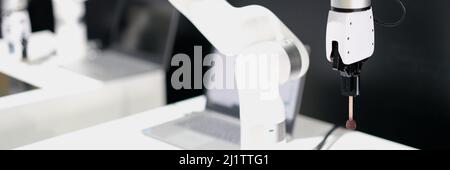 3d printer in the office close-up, exhibition of robotics Stock Photo