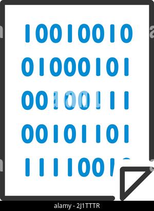 Sheet With Binary Code Icon. Editable Bold Outline With Color Fill Design. Vector Illustration. Stock Vector