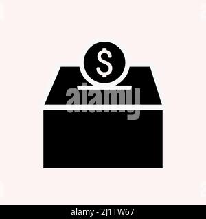 Money Donation Icon. Donation Saving Box, vector graphics Stock Vector