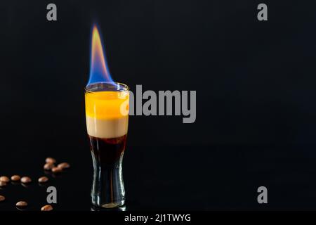 B-52 Cocktail Flambe (flamed) - Layered Shot Composed Of Coffee Liqueur ...