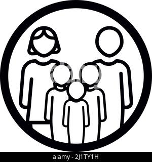 Family with mother, father and three young children Stock Vector