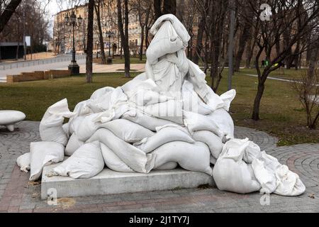 Kyiv Ukraine. 26th Mar 2022. Monument of Dante Alighieri with